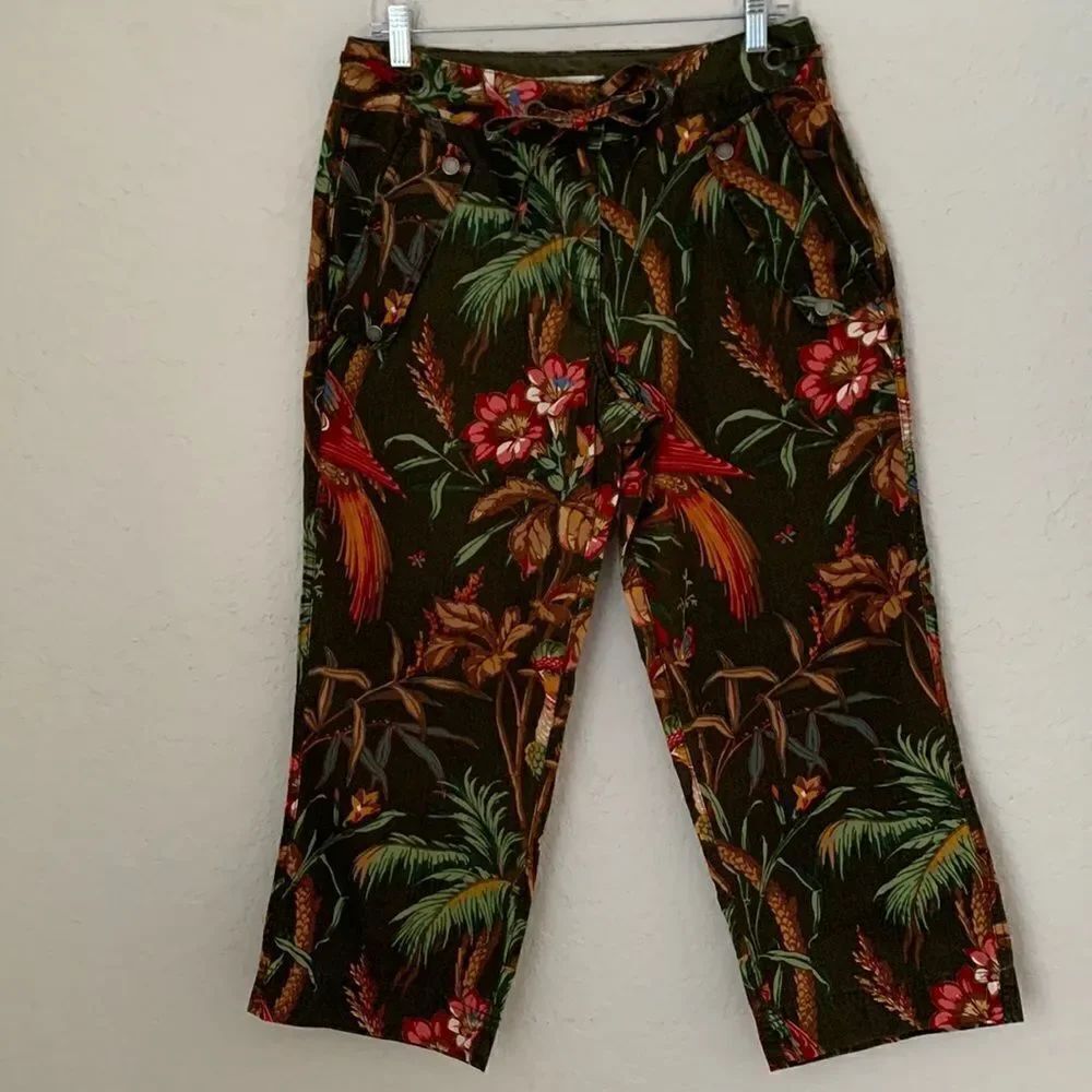 Tommy Hilfiger Cotton Multicolor Hawaiian Flowers Print Capri Size 10
